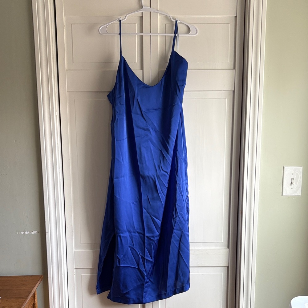 Shinestar Cobalt Blue Spaghetti Strap Midi Dress